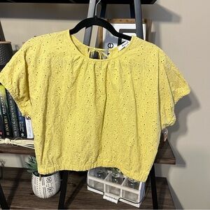 Madewell Yellow Eyelet Top Size S